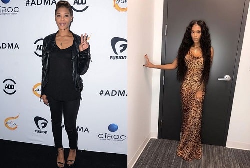 A picture of Moniece Slaughter before (left) and after (right).